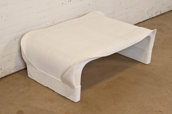 Betty Cobonpue Scultura Collection White Lacquered Split Reed Rattan Coffee Table or Cocktail Table