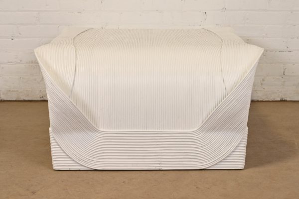 Betty Cobonpue Scultura Collection White Lacquered Split Reed Rattan Coffee Table or Cocktail Table - Image 6