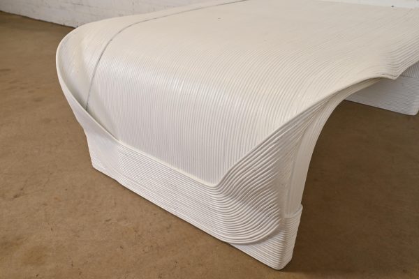 Betty Cobonpue Scultura Collection White Lacquered Split Reed Rattan Coffee Table or Cocktail Table - Image 7