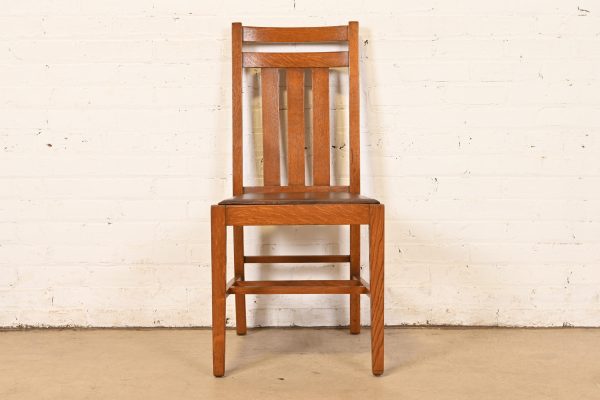 Stickley Brothers Style Antique Mission Oak Arts & Crafts Desk Chair or Side Chair, Circa 1900 - Image 2