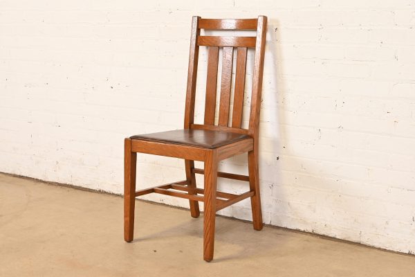 Stickley Brothers Style Antique Mission Oak Arts & Crafts Desk Chair or Side Chair, Circa 1900 - Image 4
