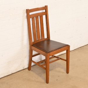 Stickley Brothers Style Antique Mission Oak Arts & Crafts Desk Chair or Side Chair, Circa 1900