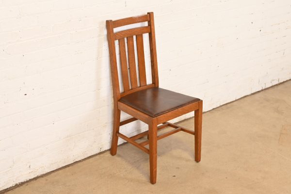 Stickley Brothers Style Antique Mission Oak Arts & Crafts Desk Chair or Side Chair, Circa 1900