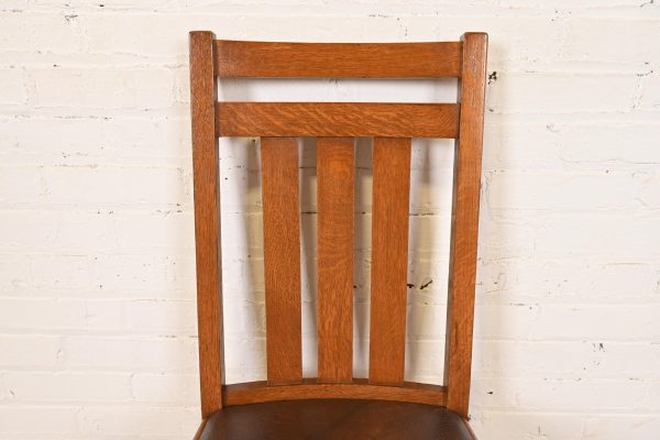 Stickley Brothers Style Antique Mission Oak Arts & Crafts Desk Chair or Side Chair, Circa 1900 - Image 5