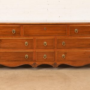 Baker Furniture French Provincial Louis XV Carved Walnut and Burl Wood Dresser or Credenza