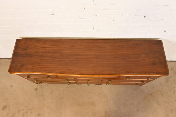 Baker Furniture French Provincial Louis XV Carved Walnut and Burl Wood Dresser or Credenza - Image 9