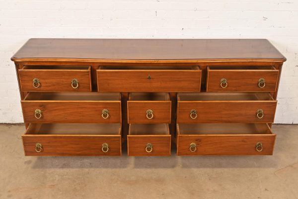 Baker Furniture French Provincial Louis XV Carved Walnut and Burl Wood Dresser or Credenza - Image 5
