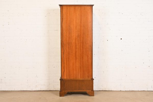 Baker Furniture Georgian Carved Cherry and Burl Wood Lighted Bookcase or Display Cabinet - Image 12