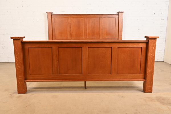 Stickley Style Mission Oak Arts & Crafts King Size Bed - Image 2