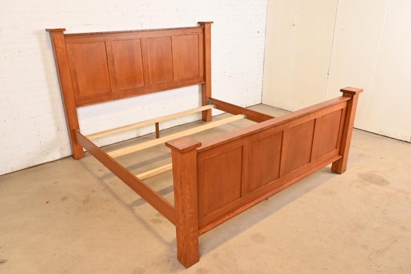 Stickley Style Mission Oak Arts & Crafts King Size Bed - Image 4