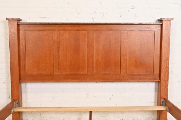Stickley Style Mission Oak Arts & Crafts King Size Bed - Image 6