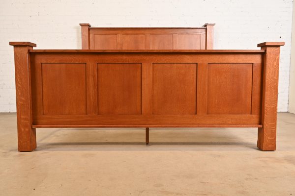 Stickley Style Mission Oak Arts & Crafts King Size Bed - Image 7