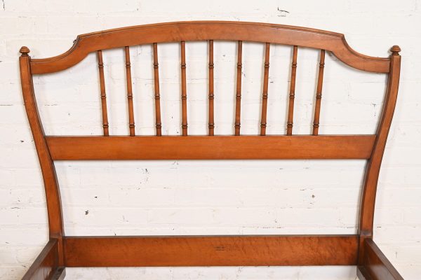 Stickley Brothers Antique Victorian Carved Maple Twin Size Faux Bamboo Spindle Beds, Pair - Image 6