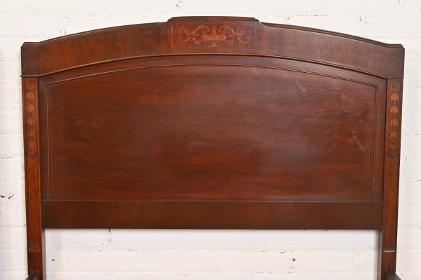 Kindel Furniture Style Federal Mahogany Inlaid Marquetry Twin Beds, Pair - Image 6
