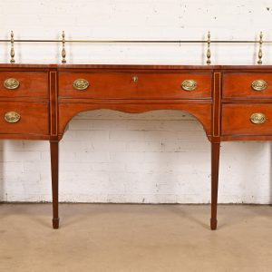 Kindel Furniture Federal Inlaid Mahogany Sideboard Credenza With Brass Gallery