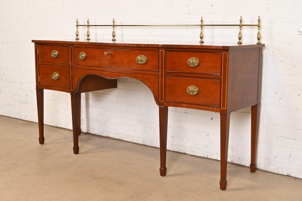 Kindel Furniture Federal Inlaid Mahogany Sideboard Credenza With Brass Gallery - Image 3