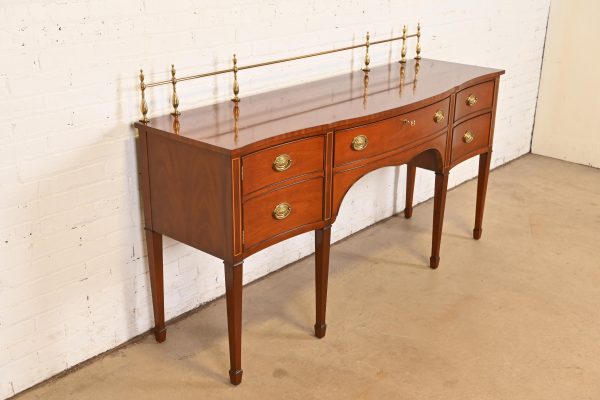 Kindel Furniture Federal Inlaid Mahogany Sideboard Credenza With Brass Gallery - Image 4