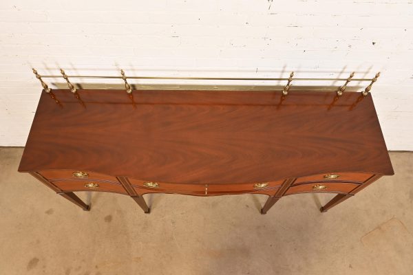 Kindel Furniture Federal Inlaid Mahogany Sideboard Credenza With Brass Gallery - Image 9