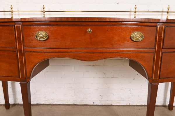 Kindel Furniture Federal Inlaid Mahogany Sideboard Credenza With Brass Gallery - Image 7