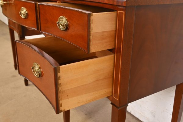 Kindel Furniture Federal Inlaid Mahogany Sideboard Credenza With Brass Gallery - Image 6