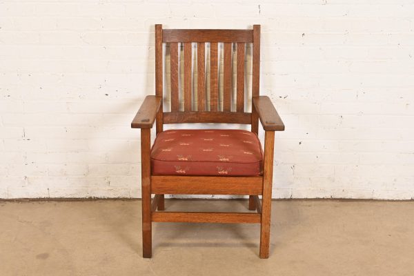 Stickley Brothers Antique Mission Oak Arts & Crafts Armchair, Circa 1900 - Image 3