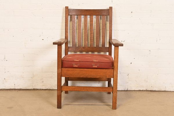 Stickley Brothers Antique Mission Oak Arts & Crafts Armchair, Circa 1900 - Image 2