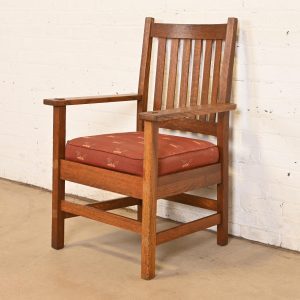 Stickley Brothers Antique Mission Oak Arts & Crafts Armchair, Circa 1900