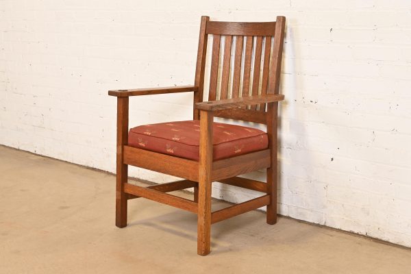 Stickley Brothers Antique Mission Oak Arts & Crafts Armchair, Circa 1900
