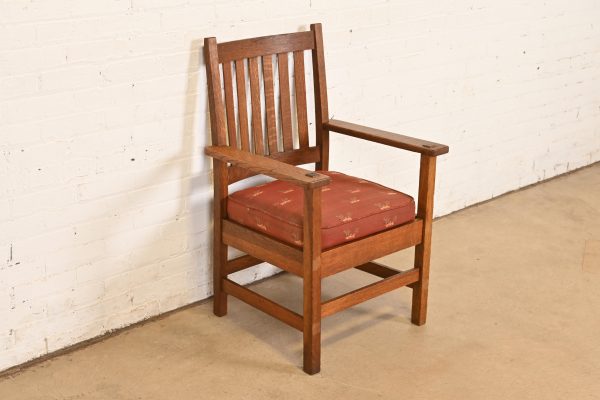 Stickley Brothers Antique Mission Oak Arts & Crafts Armchair, Circa 1900 - Image 4