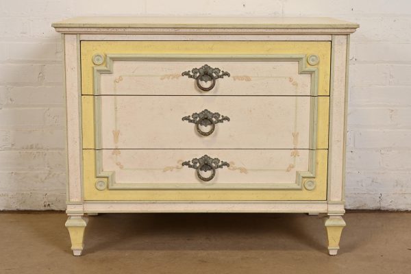 John Widdicomb French Regency Louis XVI Painted Bachelor Chest or Bedside Chest, Circa 1960s
