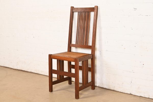 Gustav Stickley Antique Mission Oak Arts & Crafts Spindle Side Chair or Dining Chair, Circa 1900