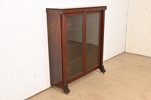 R. J. Horner Style American Empire Carved Mahogany Double Bookcase With Lion Paw Feet, Circa 1890s - Image 3