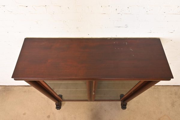 R. J. Horner Style American Empire Carved Mahogany Double Bookcase With Lion Paw Feet, Circa 1890s - Image 8