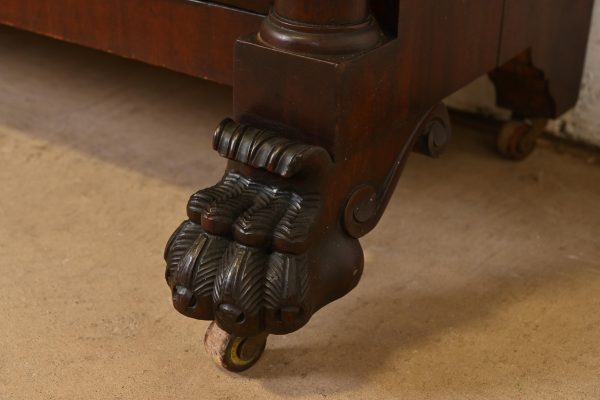 R. J. Horner Style American Empire Carved Mahogany Double Bookcase With Lion Paw Feet, Circa 1890s - Image 6