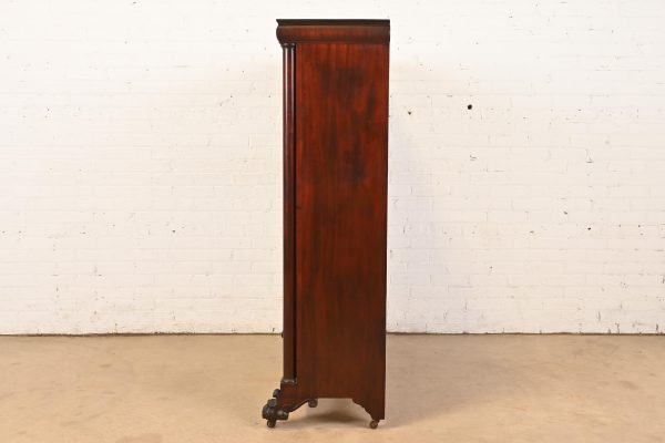 R. J. Horner Style American Empire Carved Mahogany Double Bookcase With Lion Paw Feet, Circa 1890s - Image 9