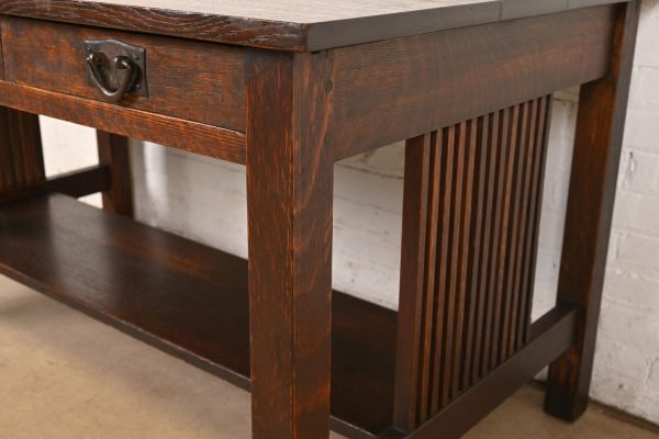 Gustav Stickley Mission Oak Arts & Crafts Spindle Writing Desk or Library Table, Circa 1905 - Image 6