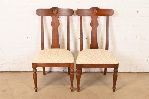 Ethan Allen British Colonial Solid Cherry Wood Dining Chairs, Pair - Image 2