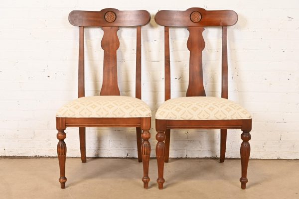Ethan Allen British Colonial Solid Cherry Wood Dining Chairs, Pair