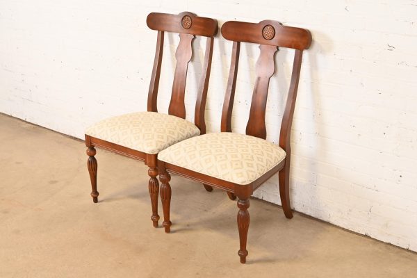 Ethan Allen British Colonial Solid Cherry Wood Dining Chairs, Pair - Image 3