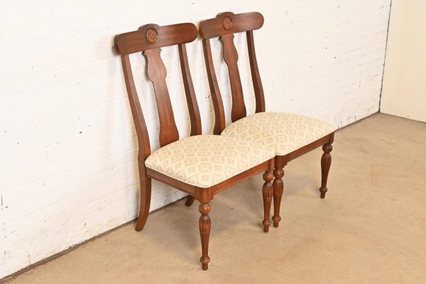 Ethan Allen British Colonial Solid Cherry Wood Dining Chairs, Pair - Image 4