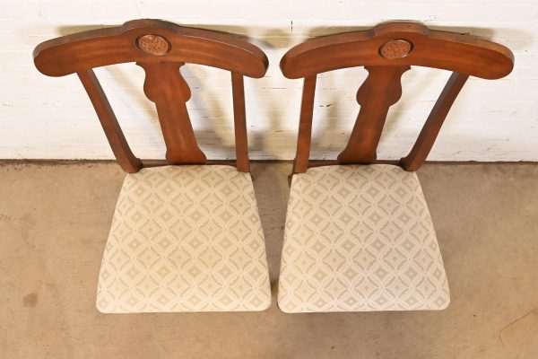 Ethan Allen British Colonial Solid Cherry Wood Dining Chairs, Pair - Image 5