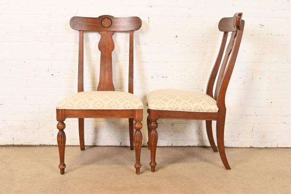 Ethan Allen British Colonial Solid Cherry Wood Dining Chairs, Pair - Image 8