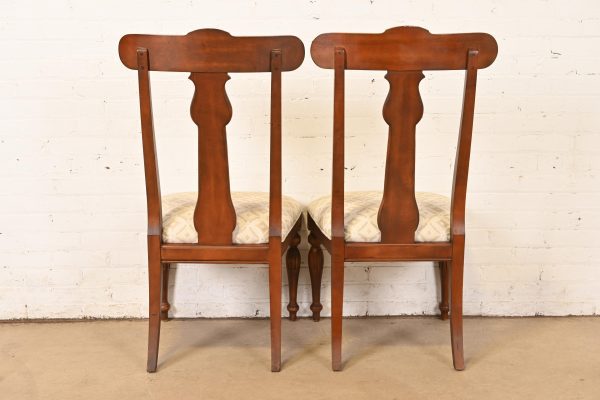 Ethan Allen British Colonial Solid Cherry Wood Dining Chairs, Pair - Image 9