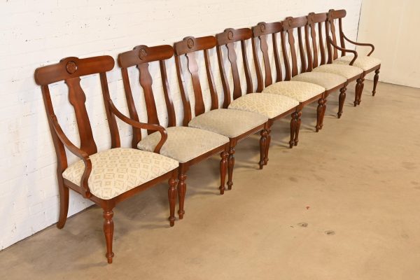 Ethan Allen British Colonial Solid Cherry Wood Dining Chairs, Set of Eight - Image 4