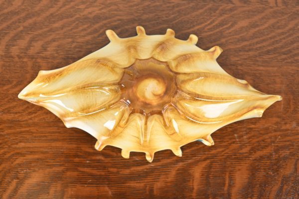 Archimede Seguso Style Italian Murano Glass Scalloped Edge Centerpiece Bowl or Fruit Bowl - Image 7