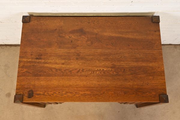 Stickley Brothers Style Antique Mission Oak Arts & Crafts Desk With Built-in Bookcases, Circa 1900 - Image 7