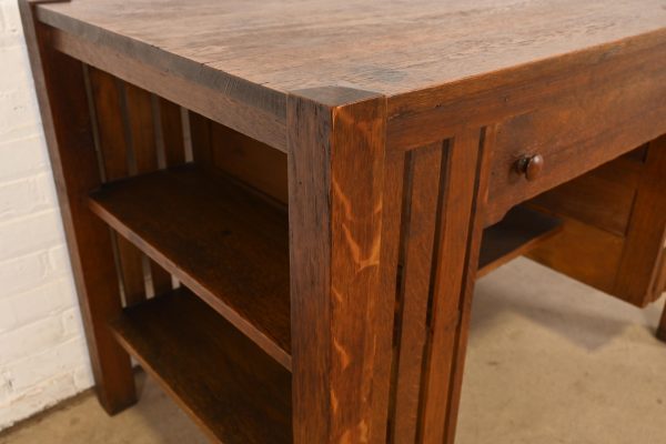 Stickley Brothers Style Antique Mission Oak Arts & Crafts Desk With Built-in Bookcases, Circa 1900 - Image 6
