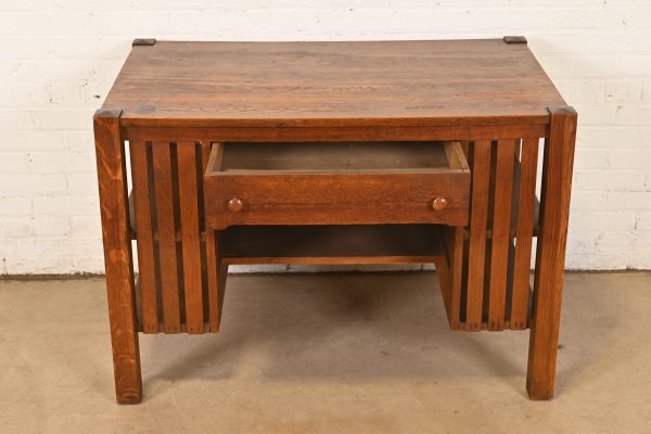 Stickley Brothers Style Antique Mission Oak Arts & Crafts Desk With Built-in Bookcases, Circa 1900 - Image 5
