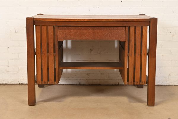 Stickley Brothers Style Antique Mission Oak Arts & Crafts Desk With Built-in Bookcases, Circa 1900 - Image 9