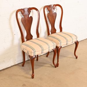 John Widdicomb Queen Anne Solid Mahogany Dining Chairs, Pair